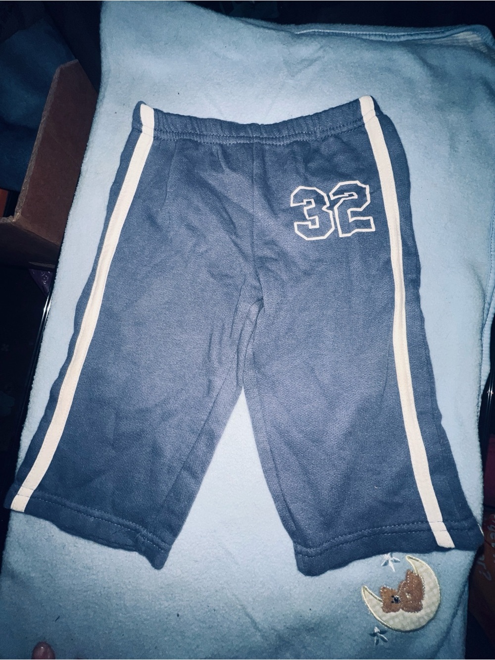 Peanut Buttons, Navy Blue Kids Sweatpants with White Side Stripes